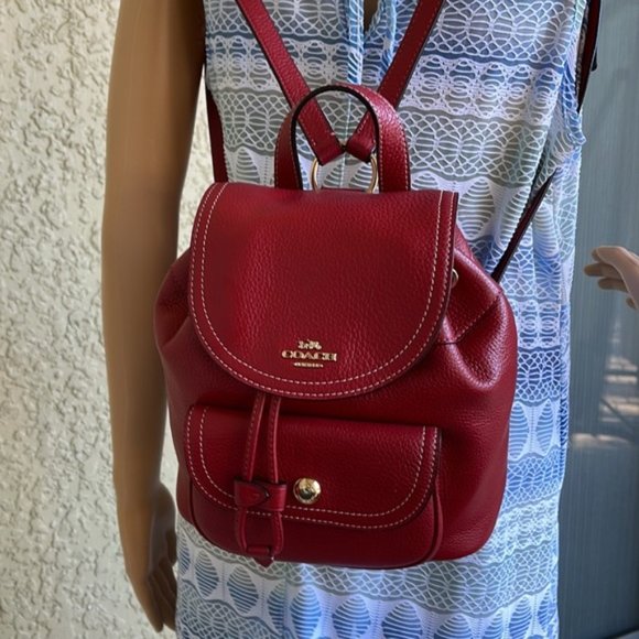 Coach Leather Red Pennie Backpack c4121 - Picture 8 of 13